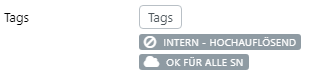 Tags in der Anzeige